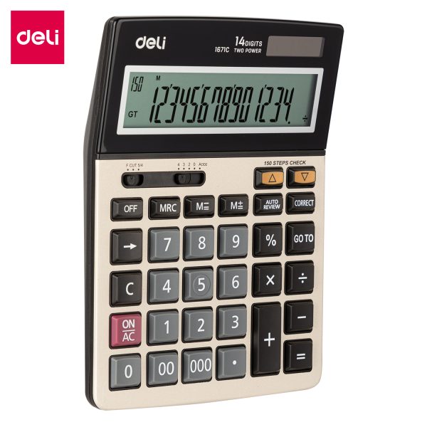 Calculadora de mesa Deli E1671C (ouro champanhe)