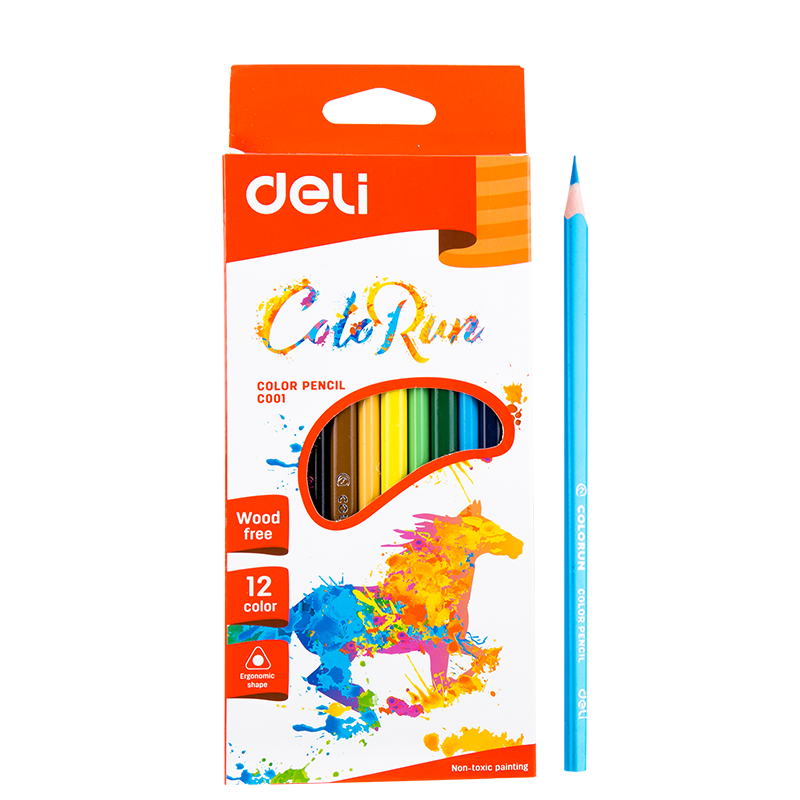 Lápis de cor Deli EC00100 - 12 cores/caixa Lápis de cor Deli EC00100 - 12 cores/caixa