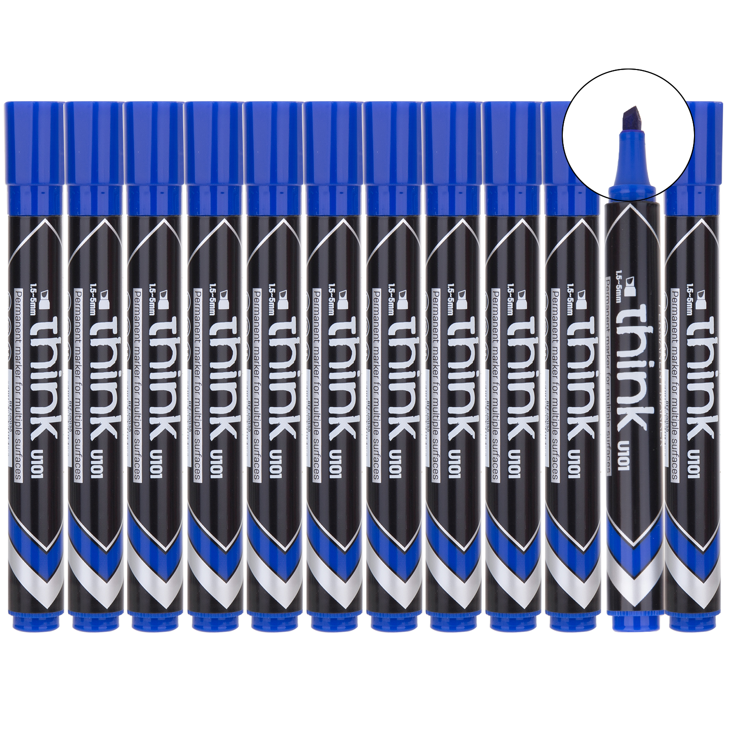 Marcador permanente Deli EU10130 (azul) (12 peças/caixa) Marcador permanente Deli EU10130 (azul) (12 peças/caixa)