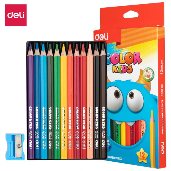 Lápis de cor Jumbo Deli-EC00600 12peças/caixa