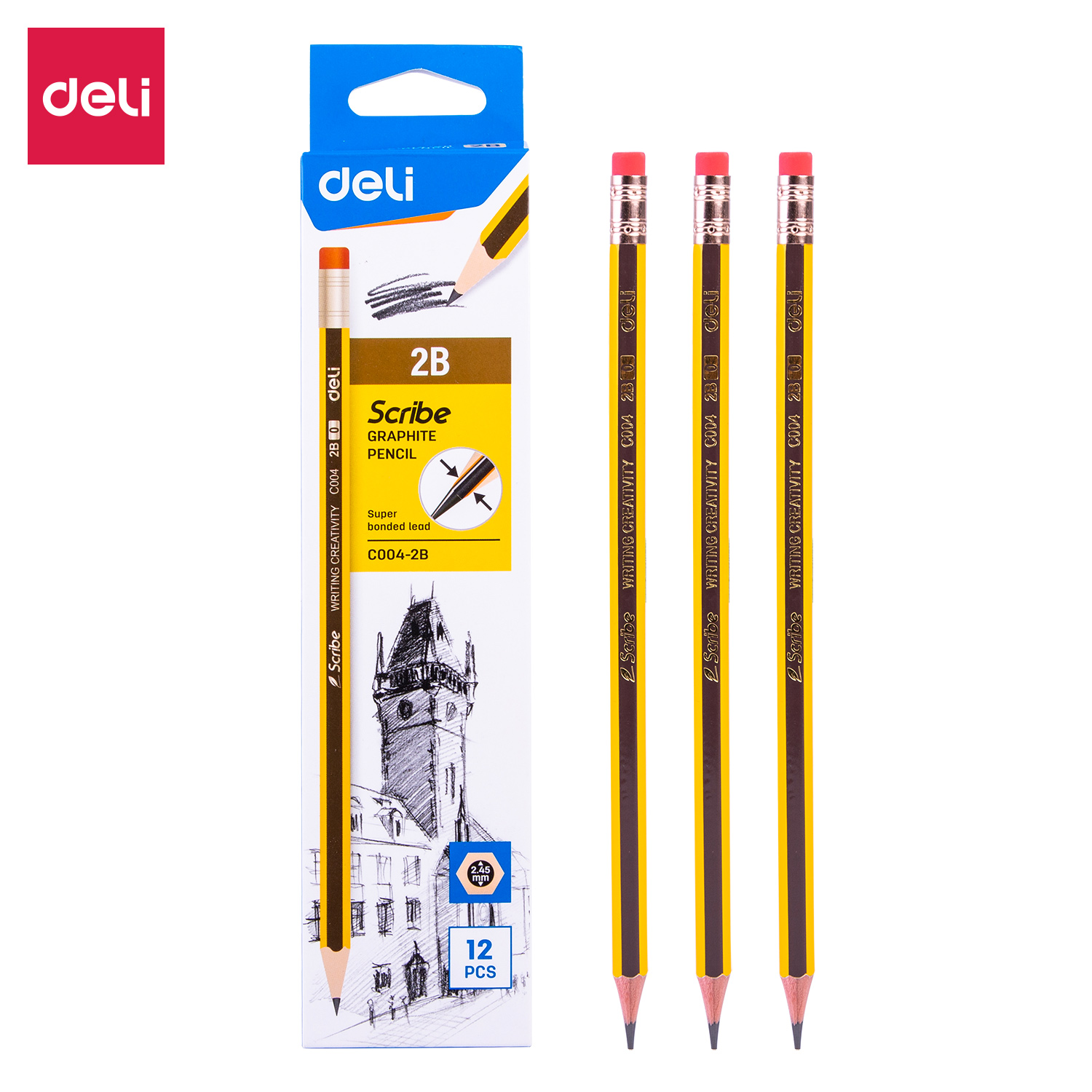 Lápis - Deli EC004-2B amarelo clássico (12 peças/caixa) Lápis - Deli EC004-2B amarelo clássico (12 peças/caixa)