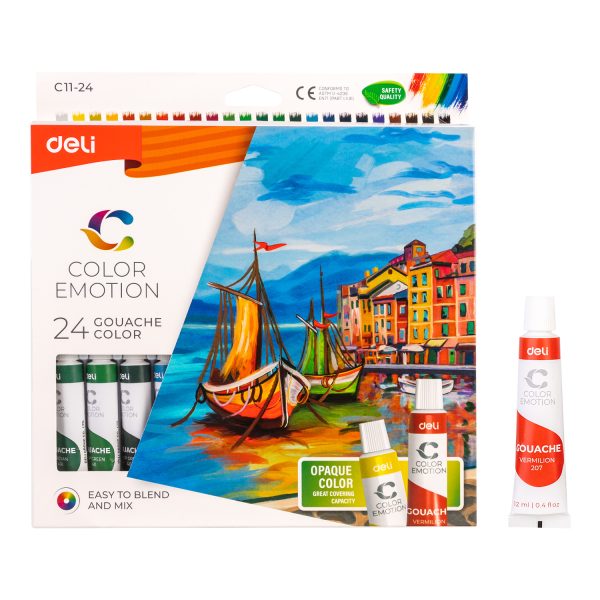 Tinta guache (mista) Deli EC11-24_24 cores 12ml 6pic/caixa