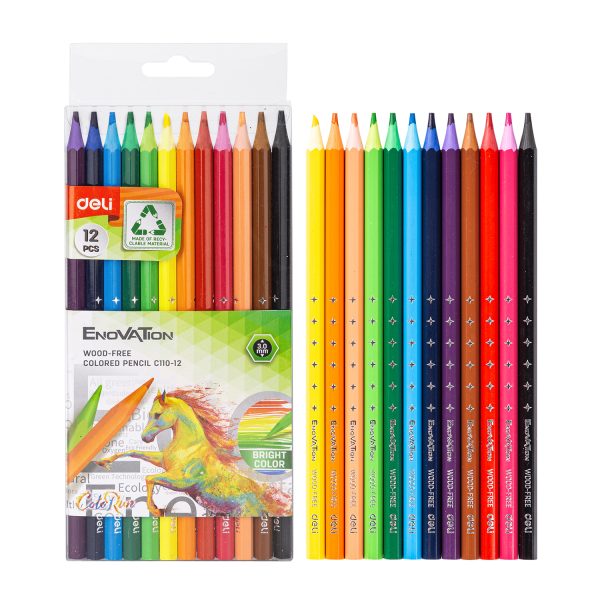 Lápis de cor Deli EC110-12 cores PET (misto) (12 cores/caixa)